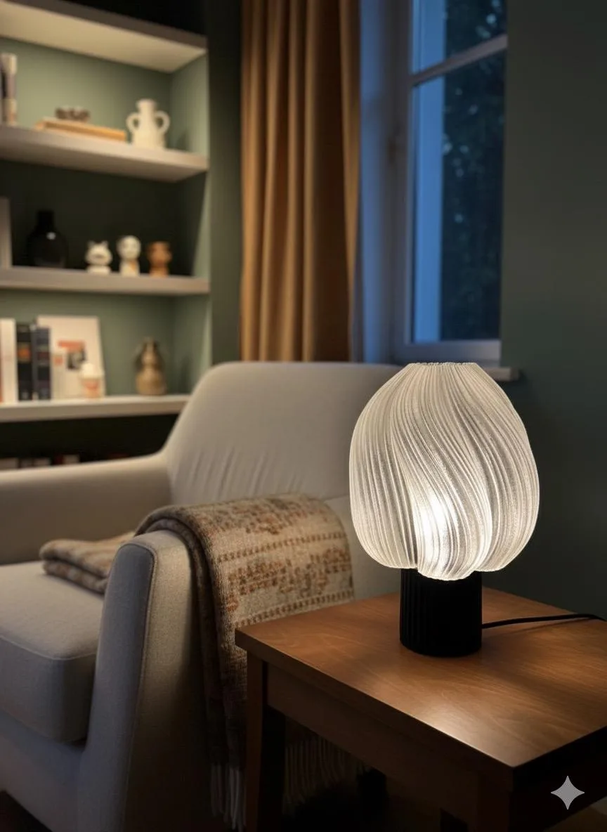 Sleek Clear Lamp with Black Base - Modern Design for Offices and Lounges, Enhancing Brightness and Stability