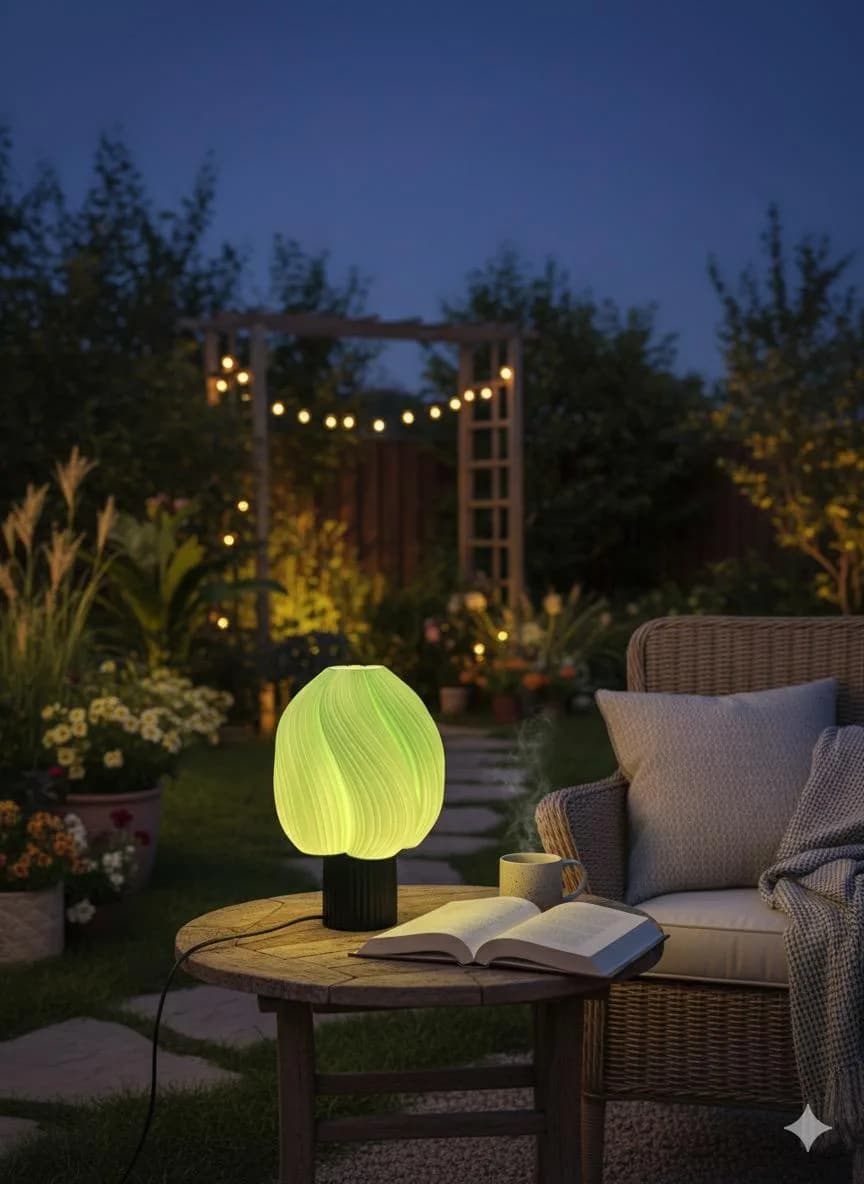 Refreshing Light Green Lamp with Black Base - Perfect for Ambient Lighting in Bedrooms and Living Spaces