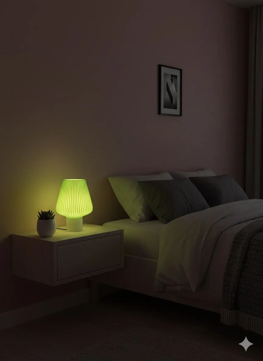 Serene Light Green Lamp with White Base - Ideal for Bedrooms and Relaxation Corners, Infusing Peaceful Vibes into Light Interiors