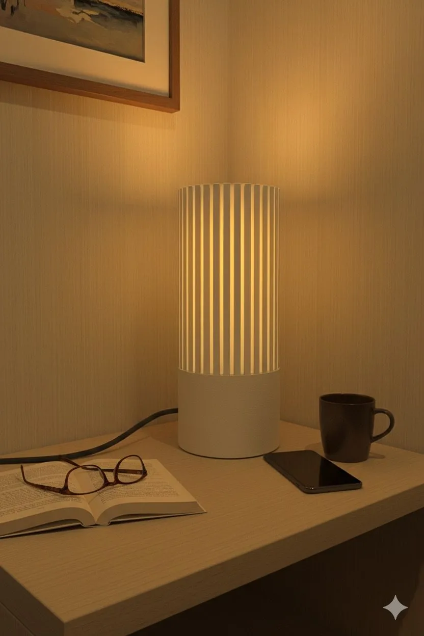 Natural Elegance Lamp - White Shade with Beige Base for Cozy Living Spaces