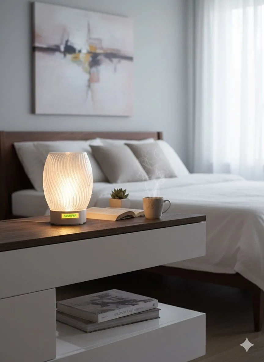 Elegant LED Night Lamp with Aromatherapy Diffuser – Modern Bedroom Ambience (With Customised name)